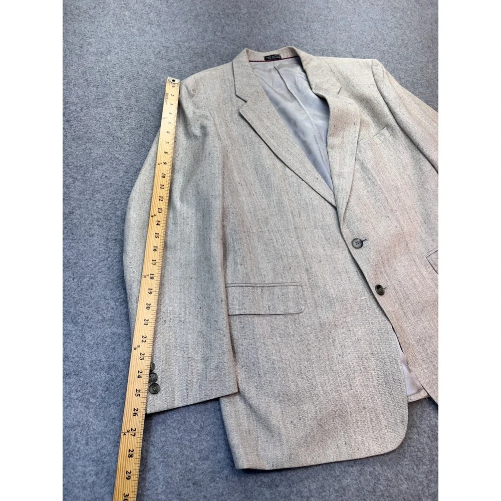 Egon Von Furstenberg Silk Blazer Mens 44‎ Beige Two Button Sport Coat Pure Silk